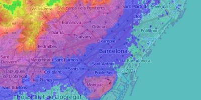 El mapa topográfico de barcelona