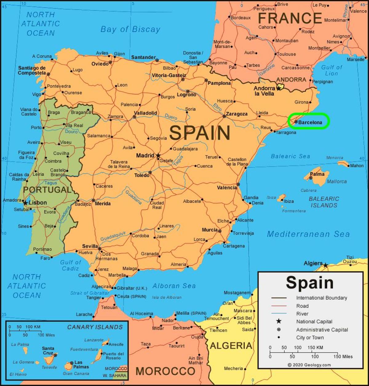 mapa de españa y barcelona