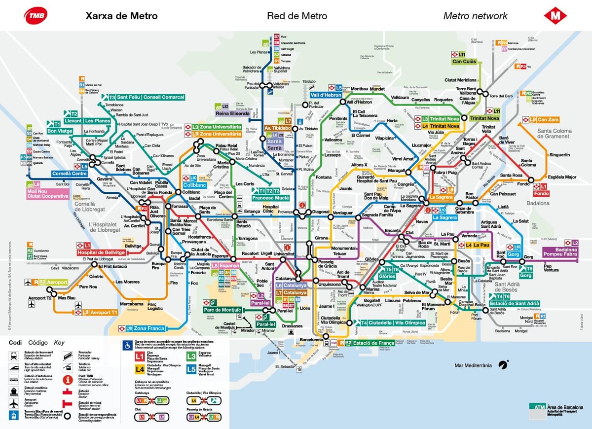 en el metro de barcelona de la línea de mapa