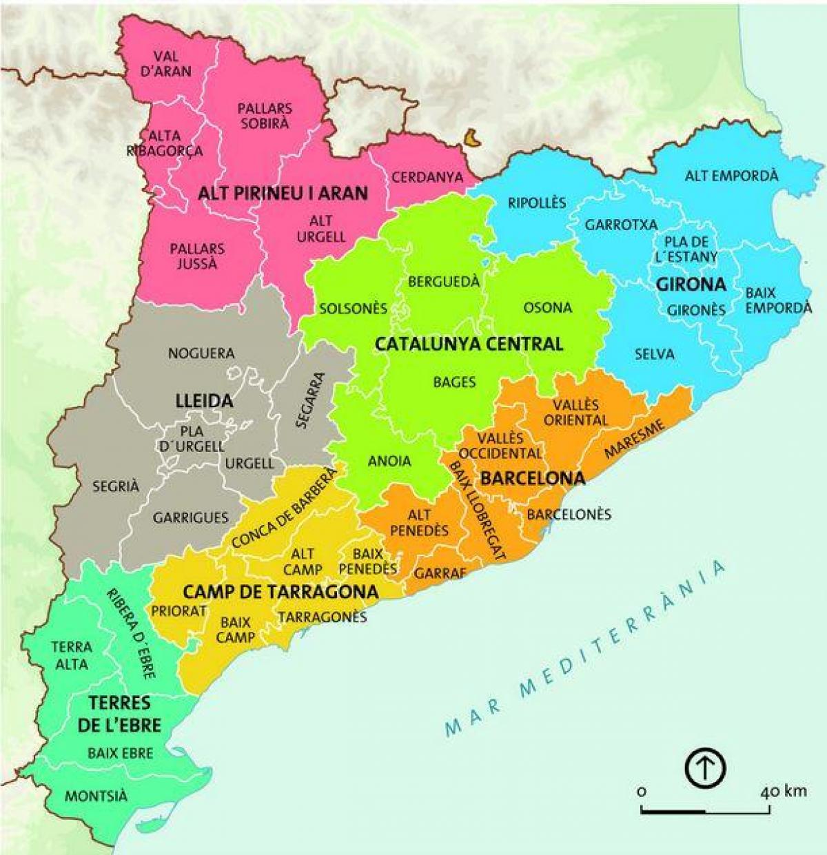 Barcelona Región Mapa Mapa Del área De Barcelona Cataluña España