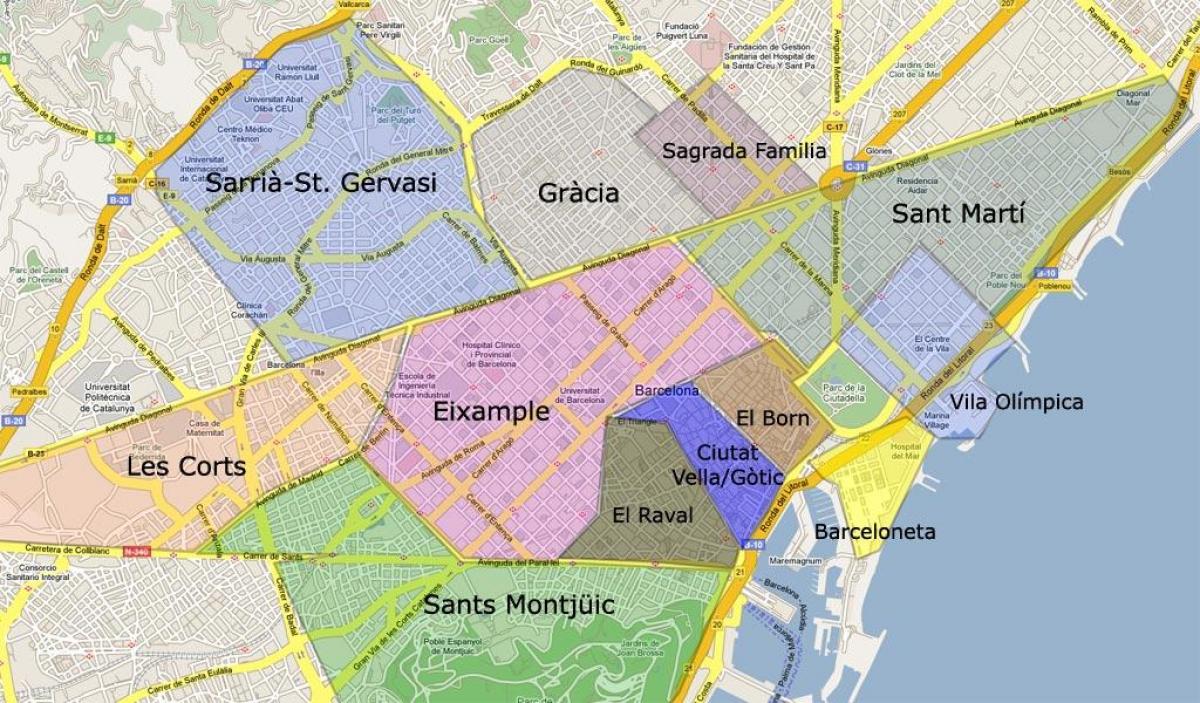mapa de barcelona suburbios
