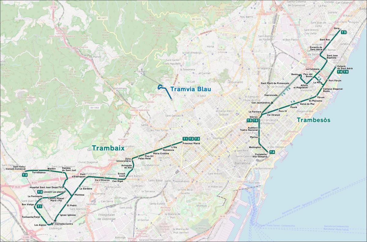tranvía de barcelona mapa
