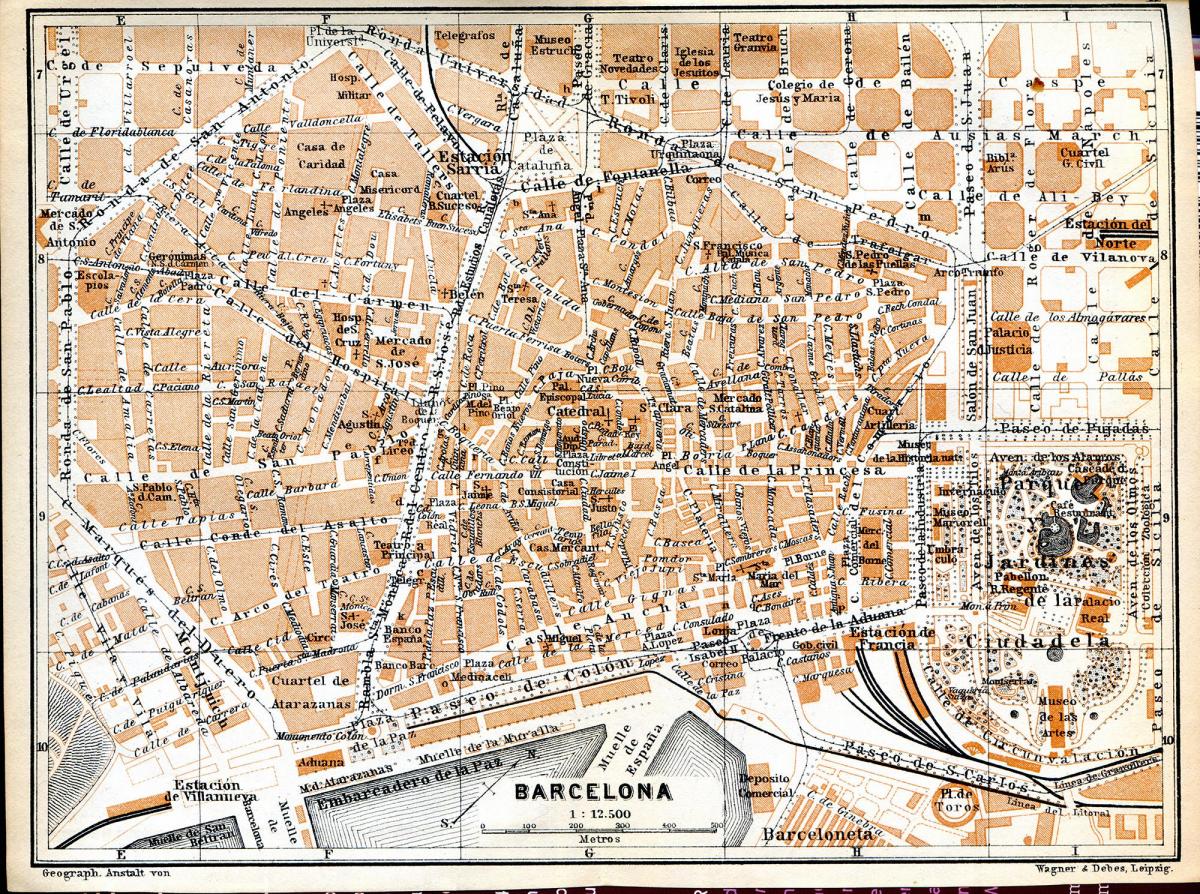 mapa antiguo de barcelona