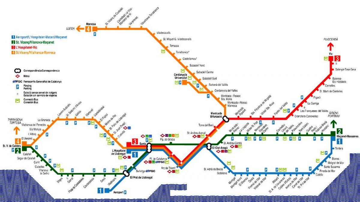 barcelona mapa de trenes desde el aeropuerto