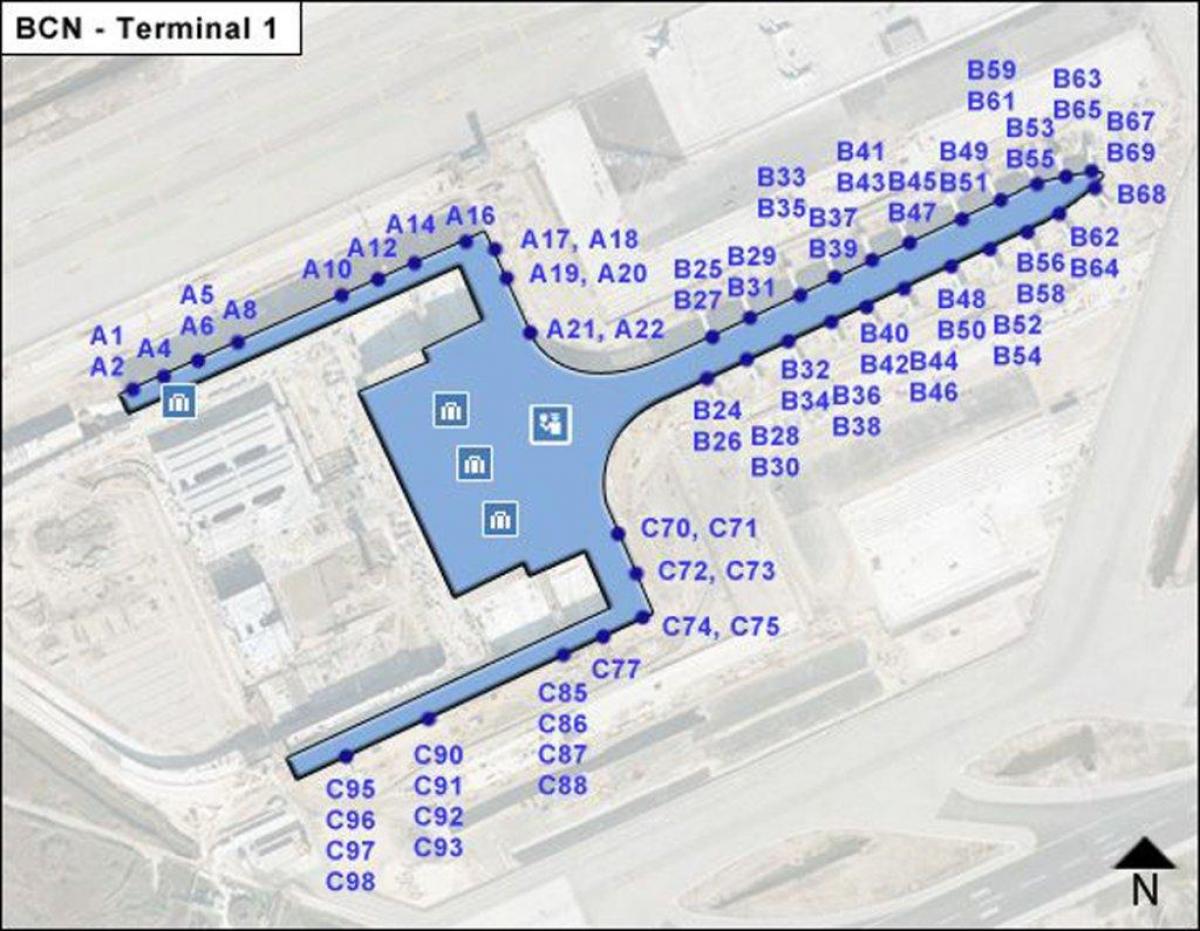 bcn terminal 1 del aeropuerto de mapa