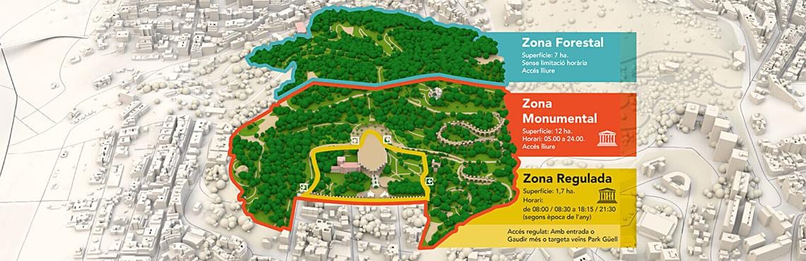 gaudí del parque de barcelona mapa