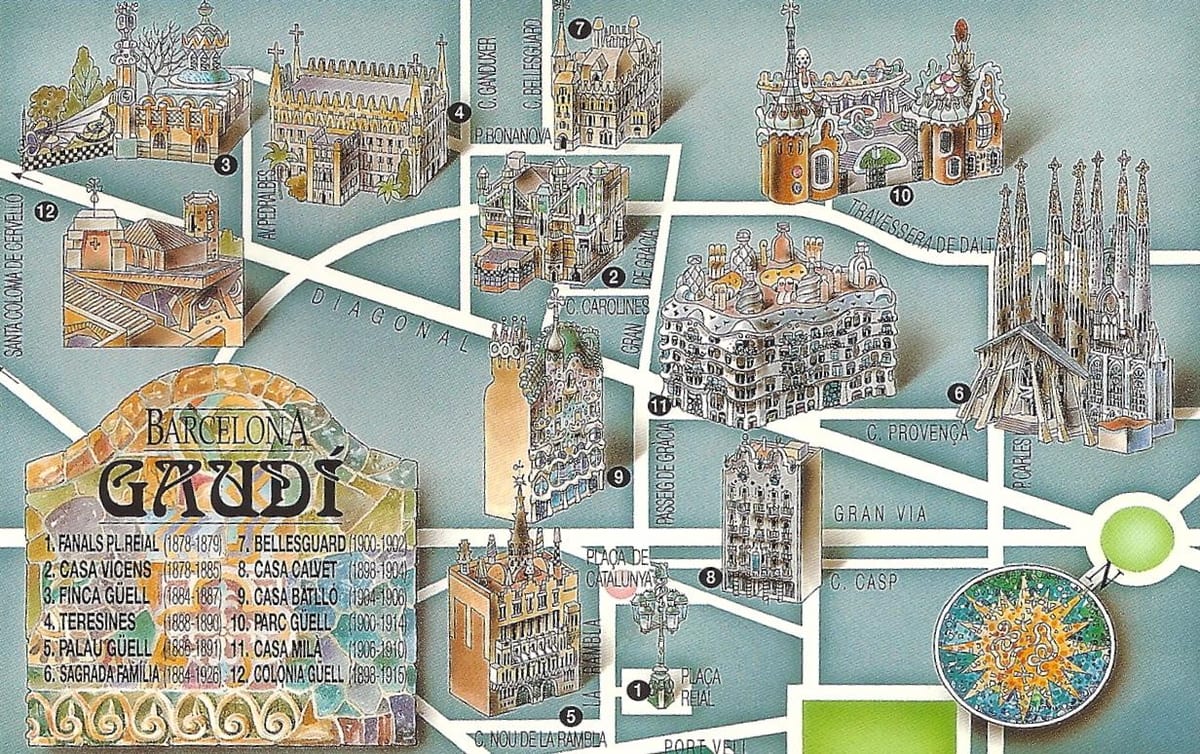 gaudí mapa de barcelona