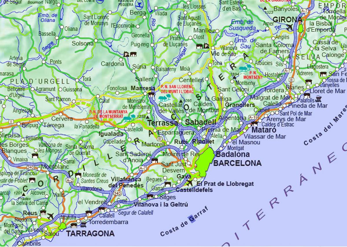 mapa barcelona y alrededores Mapa de barcelona, españa alrededores   Mapa de barcelona, españa 