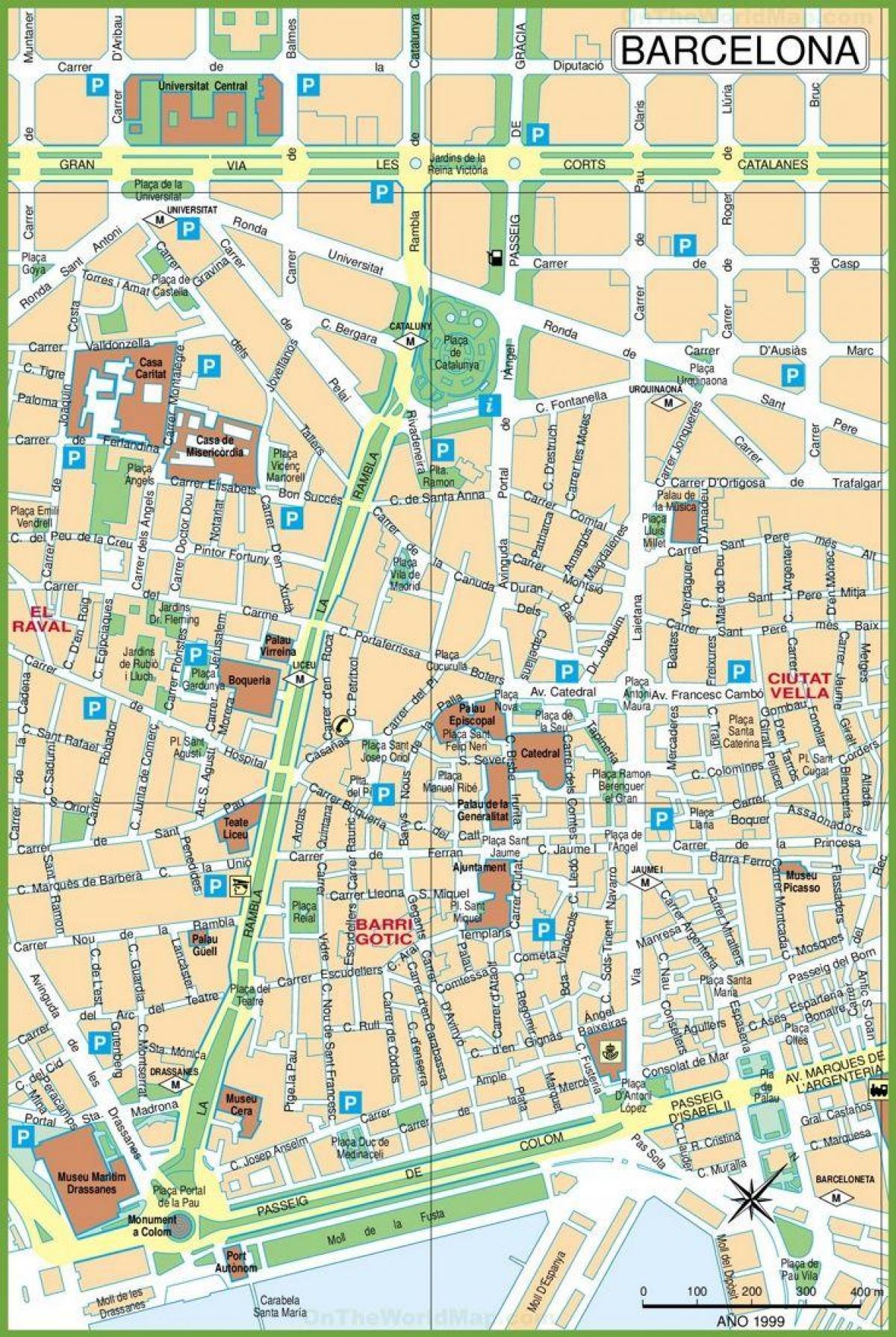 mapa de la ciudad de barcelona calles del centro