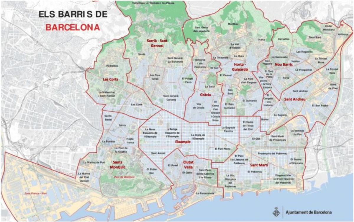 mapa de las áreas en barcelona