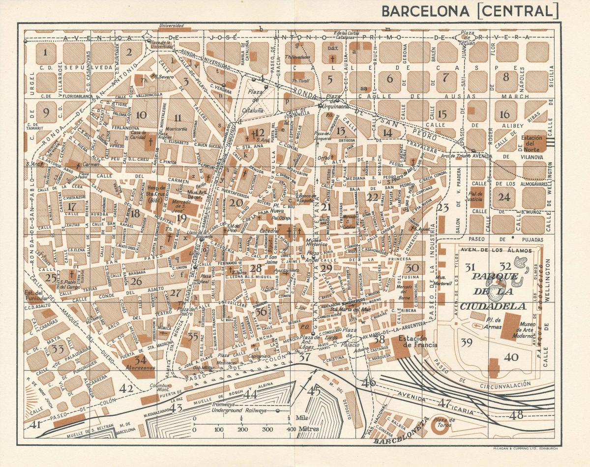 mapa del vintage de barcelona