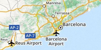 El aeropuerto de Barcelona, mapa de ubicación