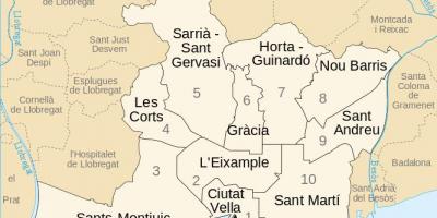Mapa de distritos de barcelona españa