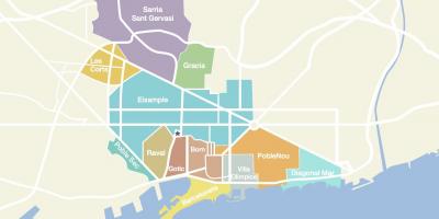 Mapa de barrios de barcelona, españa